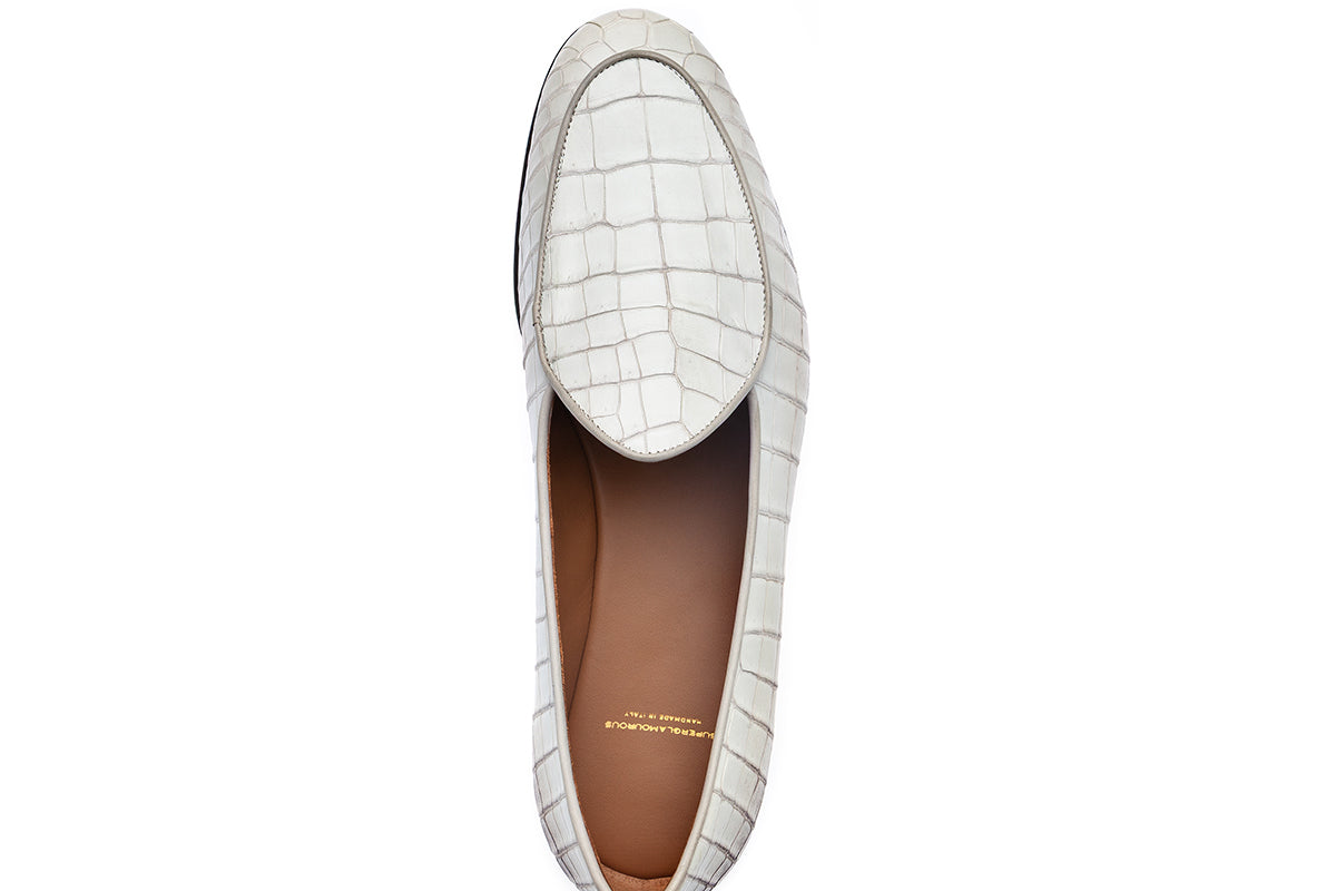 TANGERINE CROCODILE HIMALAYAN BELGIAN LOAFERS