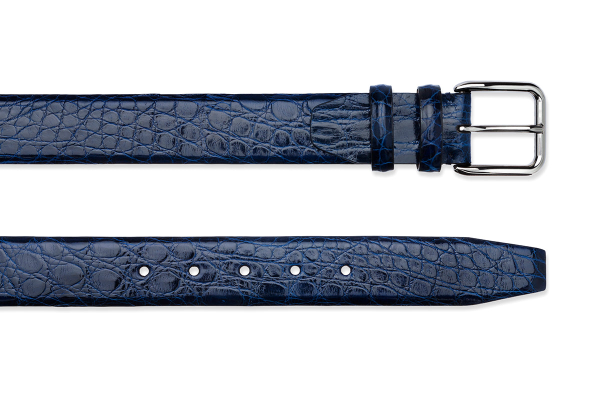 BELMONT CROCODILE NAVY BELT