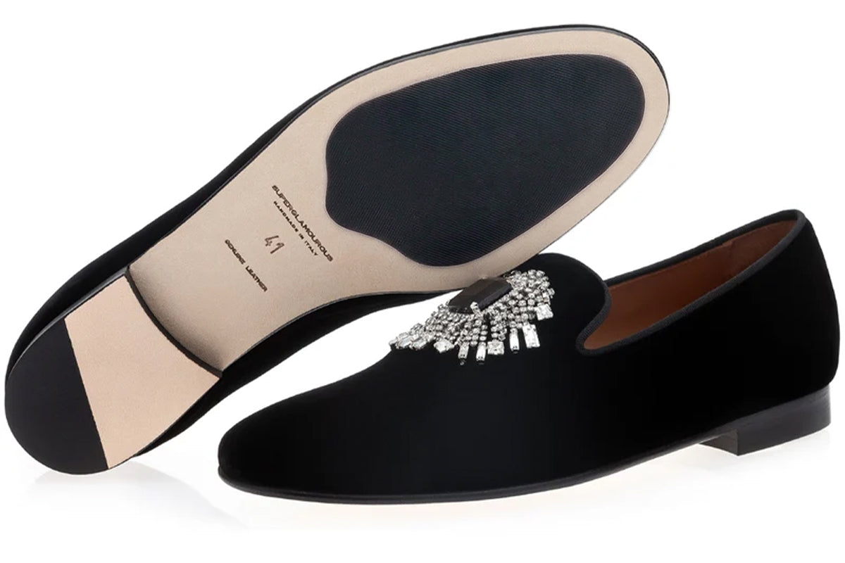 JUPITER VELOUR BLACK SLIPPERS