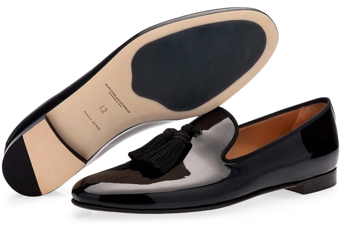 LOUIS PATENT BLACK SLIPPERS