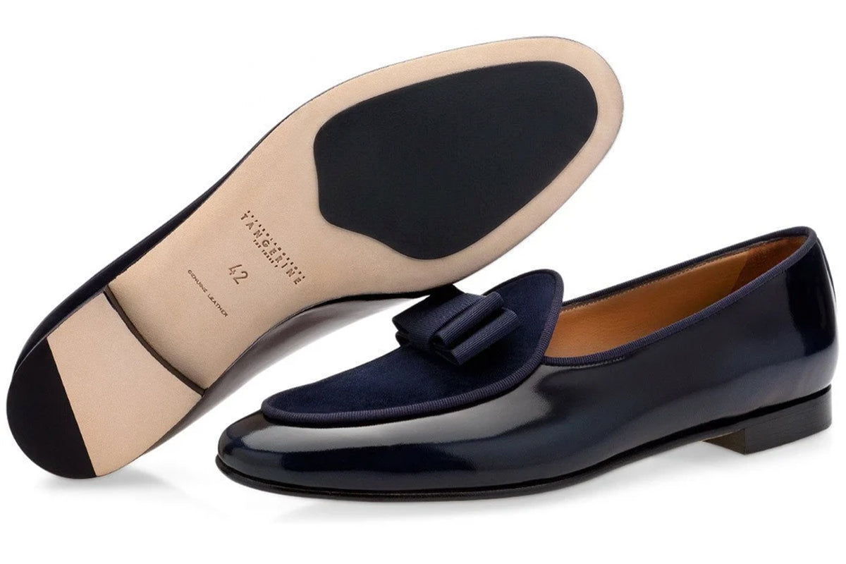 TANGERINE 3 BRUSHED NAVY BELGIAN LOAFERS