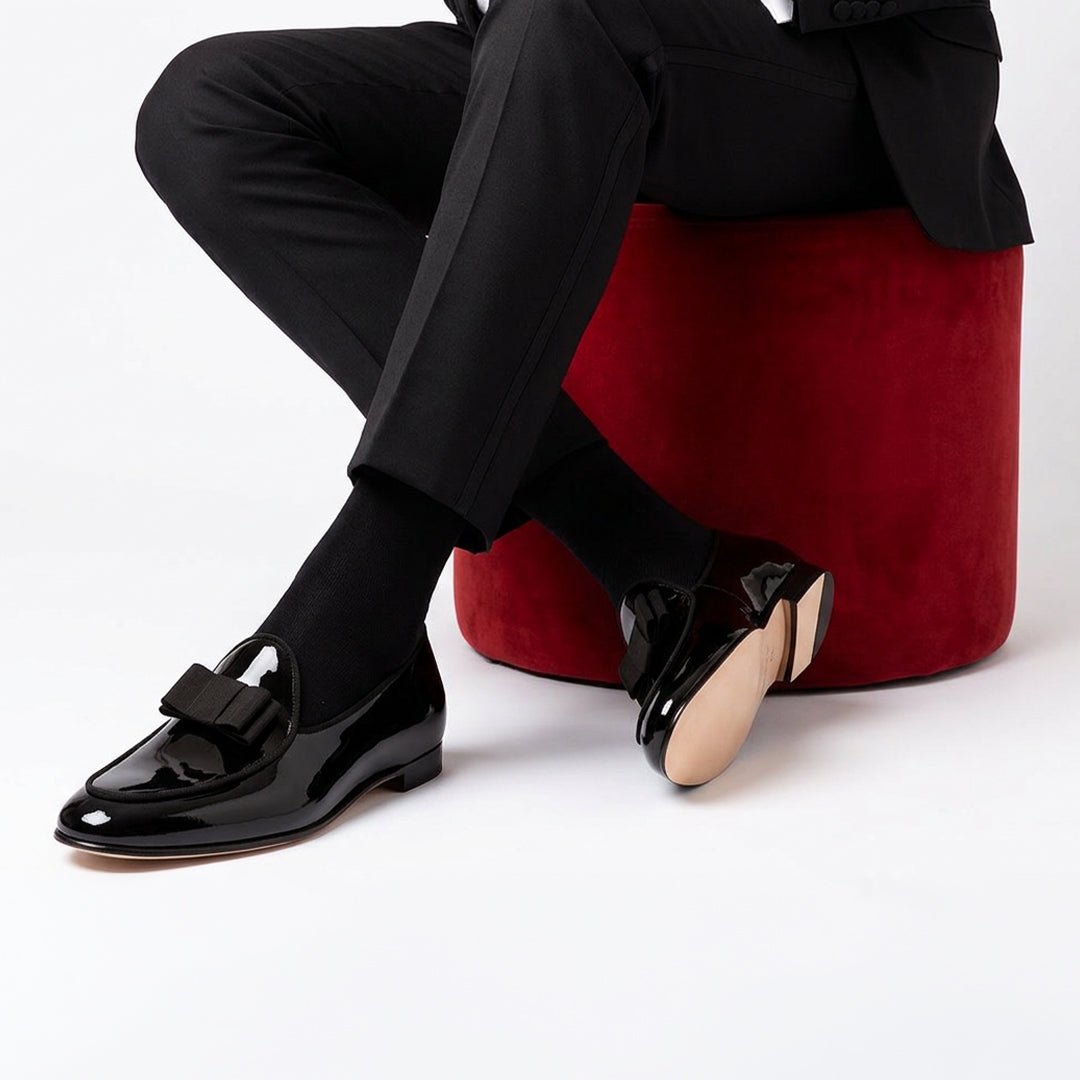 TANGERINE 3 PATENT BLACK BELGIAN LOAFERS