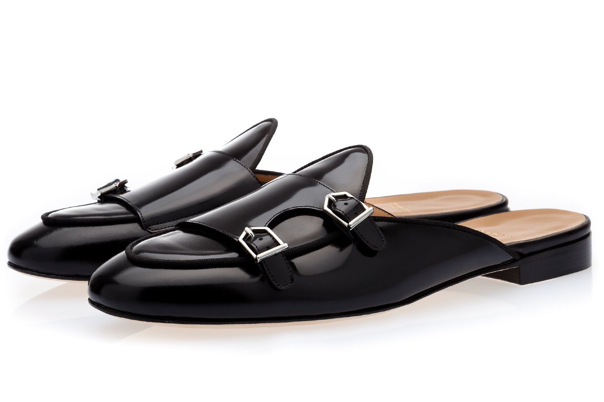 TANGERINE 7 BRUSHED BLACK MULES
