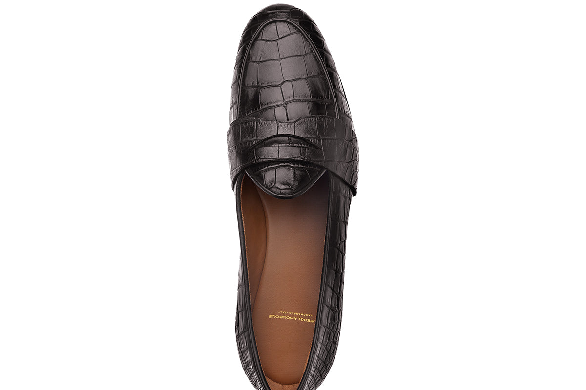 TANGERINE 9 CROCODILE COCOA BELGIAN LOAFERS