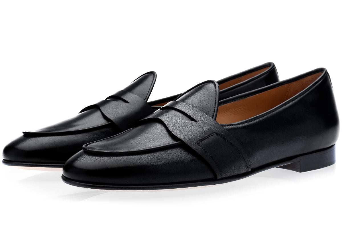TANGERINE 9 NAPPA BLACK BELGIAN LOAFERS