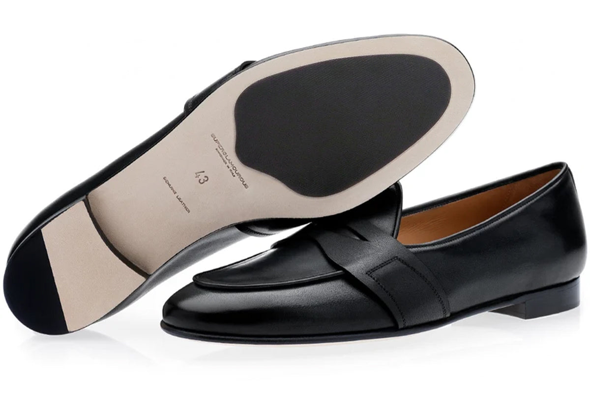 TANGERINE 9 NAPPA BLACK BELGIAN LOAFERS