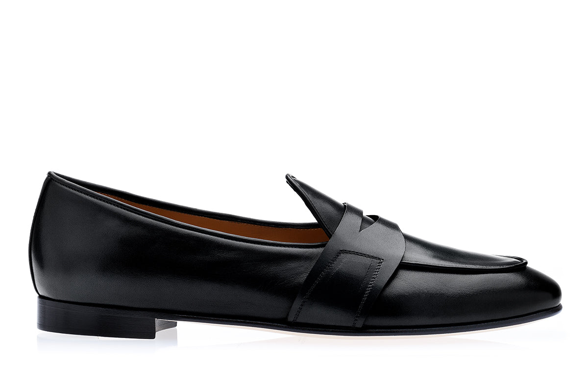 TANGERINE 9 NAPPA BLACK BELGIAN LOAFERS