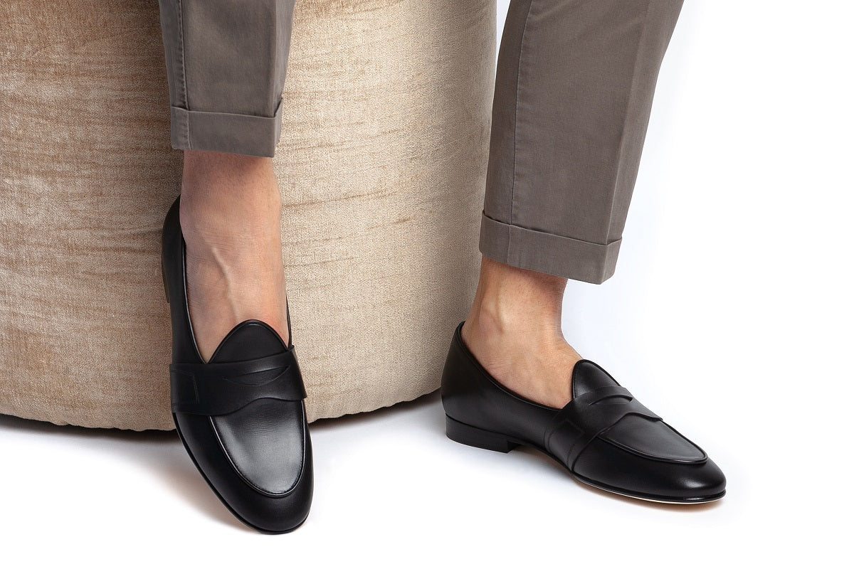 TANGERINE 9 NAPPA BLACK BELGIAN LOAFERS