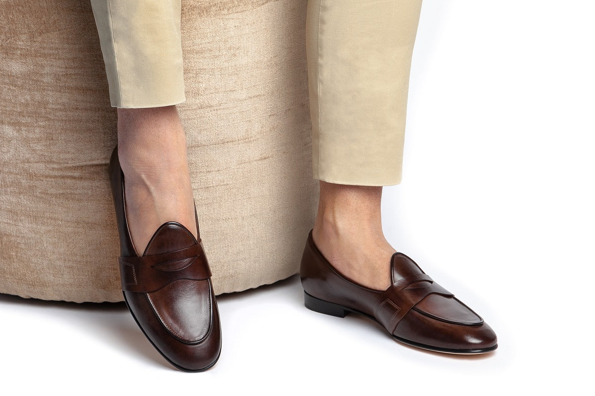 TANGERINE 9 NAPPA COCOA BELGIAN LOAFERS