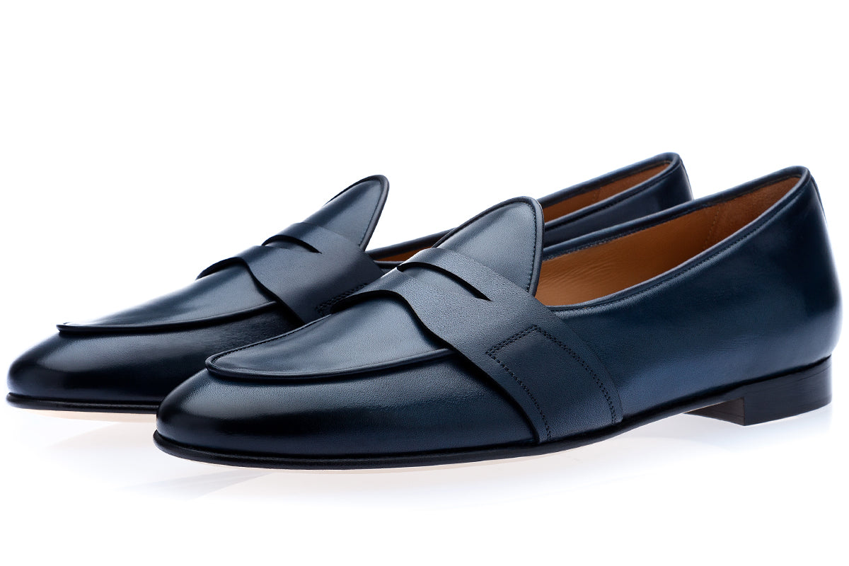 TANGERINE 9 NAPPA NAVY BELGIAN LOAFERS