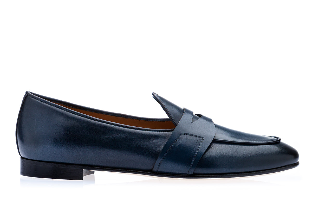 TANGERINE 9 NAPPA NAVY BELGIAN LOAFERS