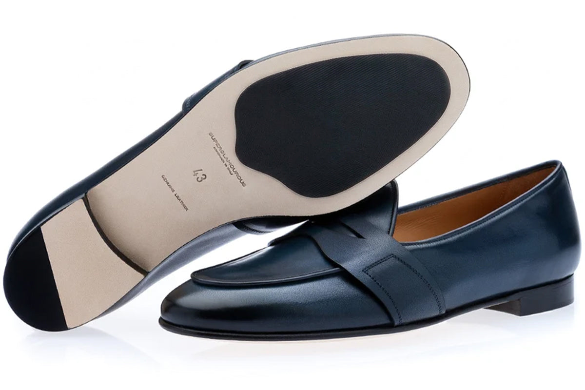 TANGERINE 9 NAPPA NAVY BELGIAN LOAFERS