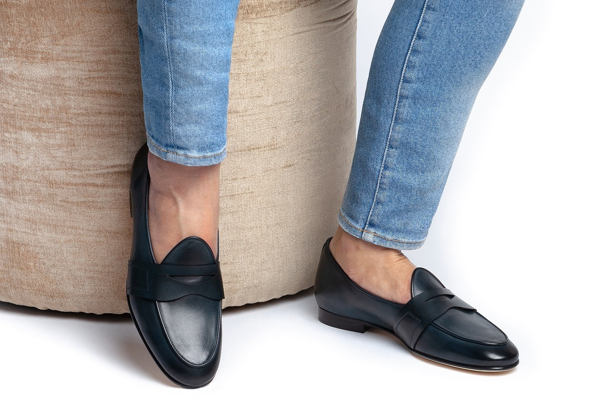 TANGERINE 9 NAPPA NAVY BELGIAN LOAFERS