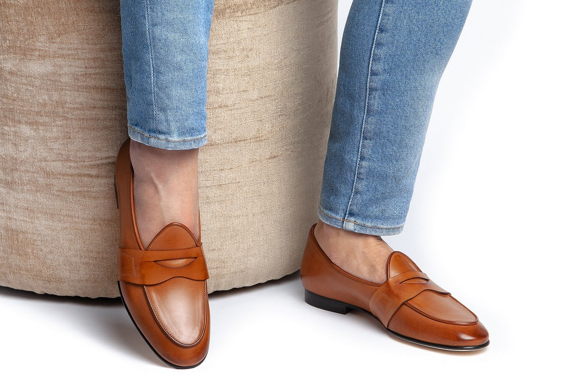 TANGERINE 9 NAPPA TOBACCO BELGIAN LOAFERS