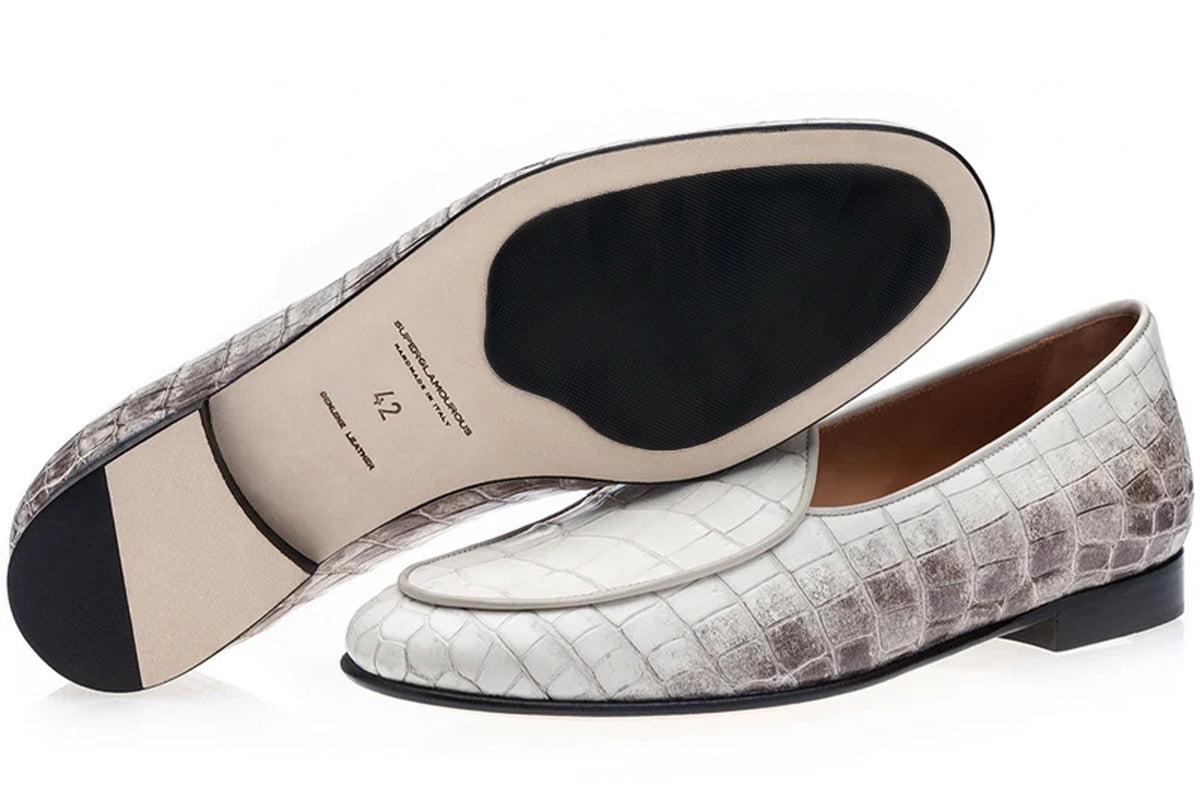 TANGERINE CROCODILE HIMALAYAN BELGIAN LOAFERS